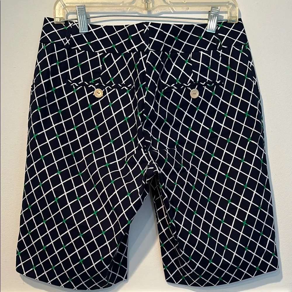 Peter Millar Women's Blue White Chino Walking Short Diamond Pattern Golf Size 6